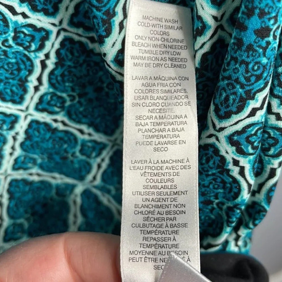 WHITE HOUSE BLACK MARKET Retro Print Dress Green Round Neck 3/4 Sleeve Size S - Picture 9 of 11